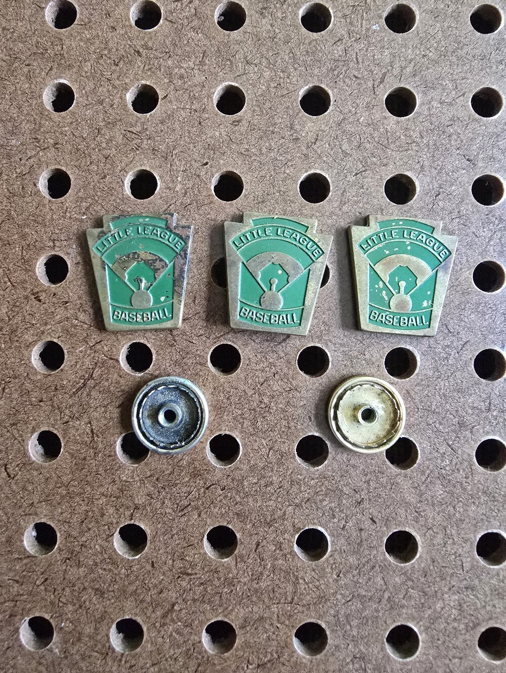 Lot of 3 Vintage 1960s Little League Baseball Enamel Metal Screw Back Pins